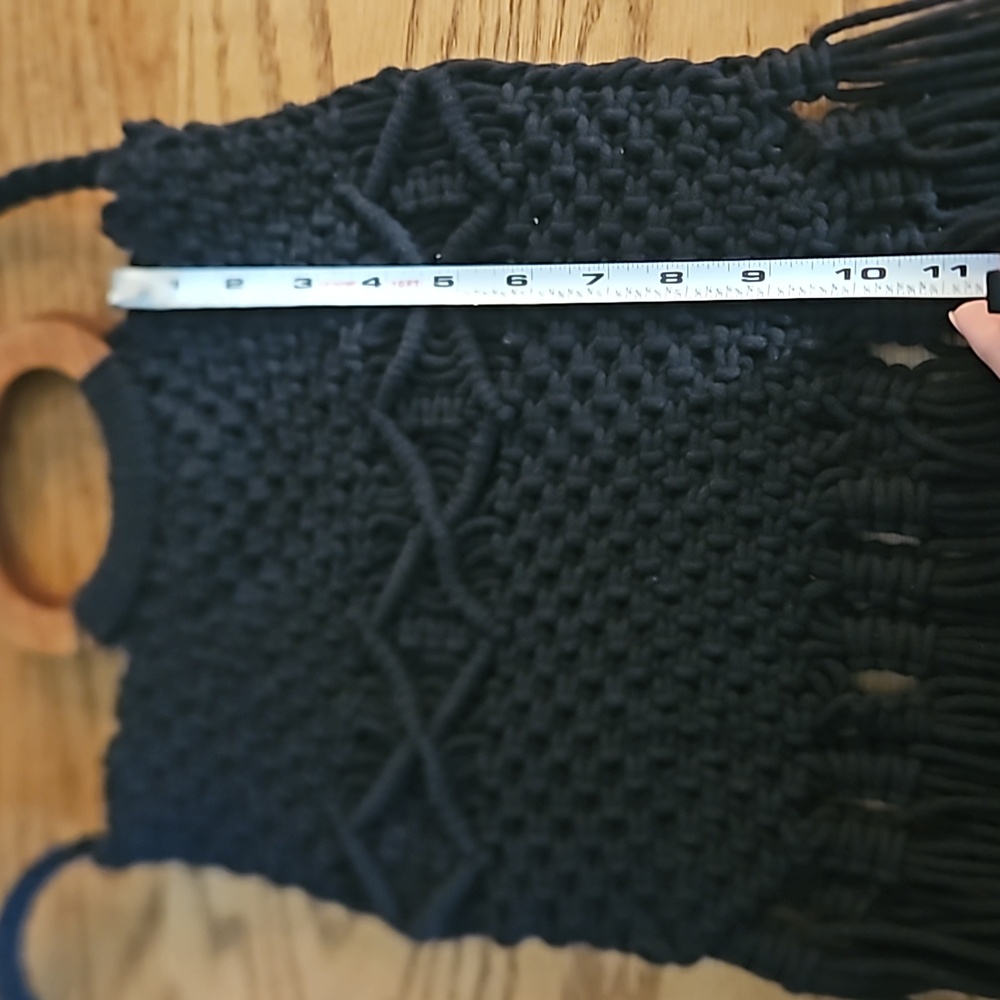 Danielle Nicole Boho Fringe Black Macrame Crossbo… - image 7